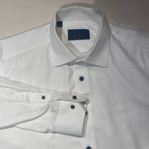 David Donahue Oxford Dress Shirt 16 32/33 White 100% Cotton